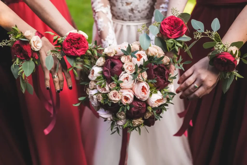 pulseras para damas de honor multiple rosas